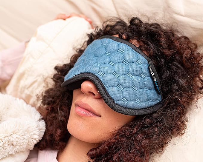 Bewell Eye Mask to Block Light for Travel, Sleep Aid for Airplane, Hotel, Airport, Insomnia + Headache Relief with Adjustable Straps, Gray