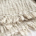 KyraHome 100% Organic Cotton Muslin Blankets for Adults, Large 60“x80 Plant Dyed Breathable Lightweight Gauze Soft Cotton Throw Blanket for Couch, Summer, All Season, Oatmeal Khaki