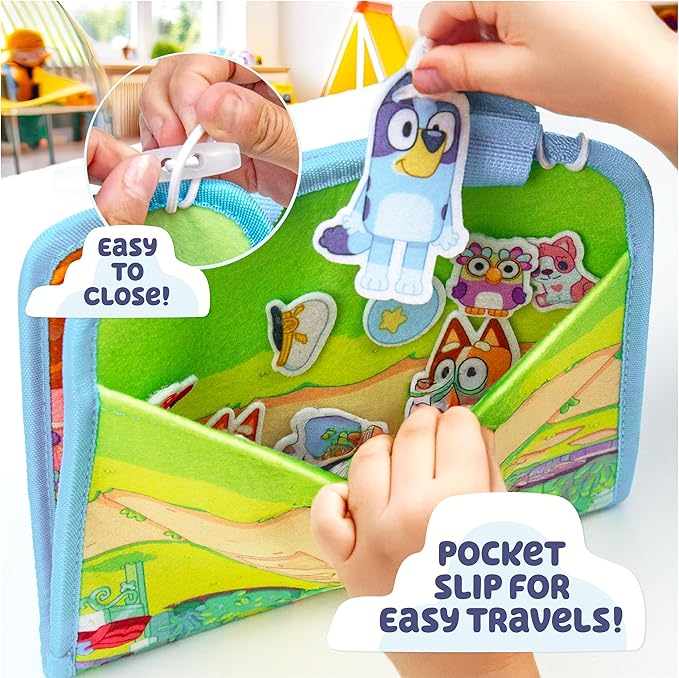 Bluey Felt Playhouse, Double-Sided Play Scene with Built-in Storage, 20 Felt Characters & Accessories, Travel-Friendly Bluey Toys, Road Trip Essentials, Toddler Activities, Fun Toys & Games