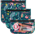 HIONXMGA TSA Approved Toiletry Bag, Set of 3 Clear Travel Toiletry Bag Quart Size Zipper Travel Pouch, Waterproof Makeup Cosmetic Bag for Women Men Kids Toiletries Carry on, Jungle