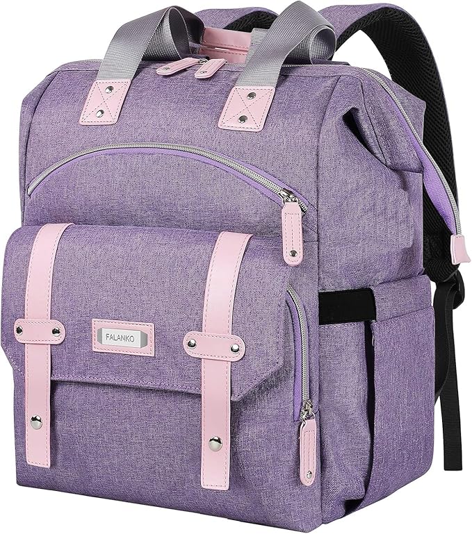 FALANKO Laptop Backpack for Women,Large Computer Backpack Fits 17 Inch Laptop with RFID Water Resistant purse Casual Purple Bookbag for Teacher/work/College/nurse/Doctor/Woman