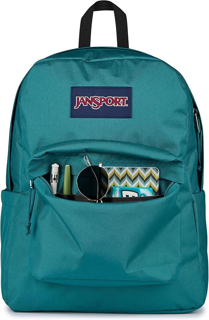 JanSport SuperBreak Plus Backpack with Padded 15-inch Laptop Sleeve and Integrated Bottle Pocket - Spacious and Durable Daypack for Work and Travel - Emerald Pool