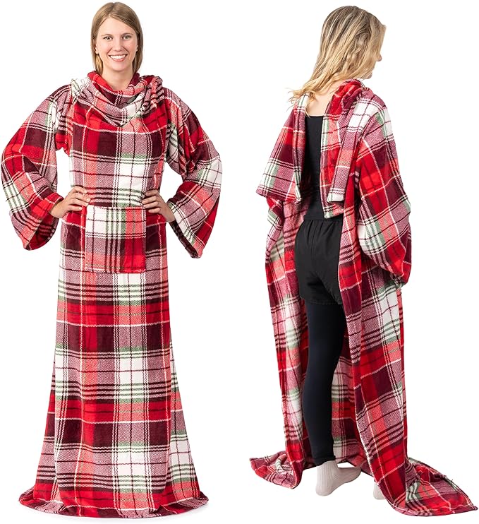 PAVILIA Wearable Blanket with Sleeves for Adult Women Men, Cozy Fleece Warm Wrap Throw with Arms, Gifts for Christmas, Wife