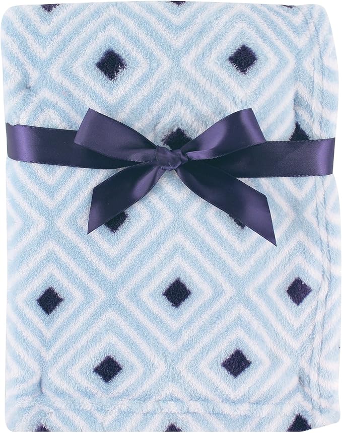 Luvable Friends Unisex Baby Coral Fleece Blanket, Blue Diamond, One Size