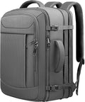 Expandable Carry on Backpack 50L-60L, Extra Large Travel Backpack Hiking Camping Rucksack with Waterproof Wet Pocket, Anti-Theft 19 Inch Gaming Laptop Bag for Road Trip Outdoor Sports, Grey