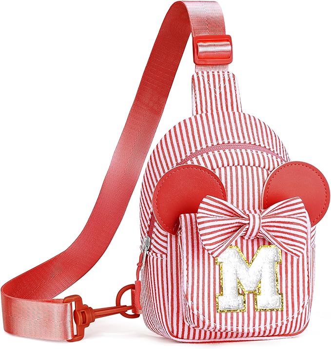 Birthday Gifts for Girls, Sling Bags for Girl Kid Toddler, Birthday Gifts for 2 3 4 5 6 Year Old Girls Small Initial Red Cross Body Sling Bag for Daughter Gift (Red M)