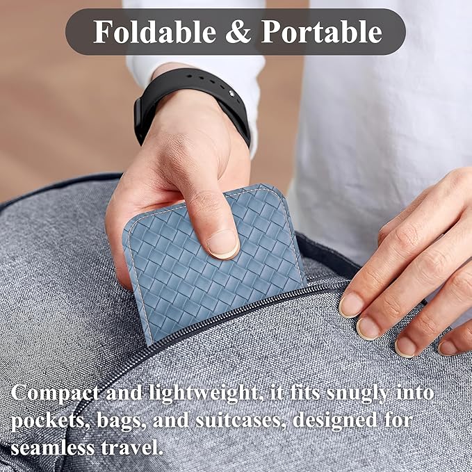 QIELIZI Airplane Travel Essentials for Flying Flex Flap Cell Phone Holder & Flexible Tablet Stand for Desk, Bed, Treadmill, Home & in-Flight Airplane Travel Accessories(1-Woven Blue)