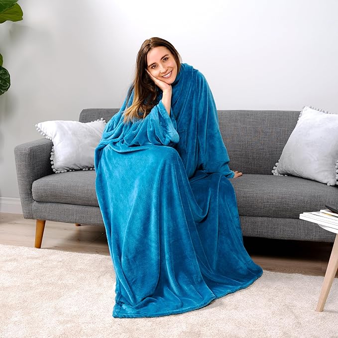 PAVILIA Wearable Blanket with Sleeves for Adult Women Men, Cozy Fleece Warm Wrap Throw with Arms, Gifts for Christmas, Wife