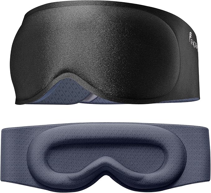 100% Blackout Weighted Sleep Mask: 3D Contoured Eye Mask with Full Coverage for Lash Extension - Soft Memory Foam,Adjustable Size - Eye Cover for Airplane Travel Essential,Meditation Blindfold