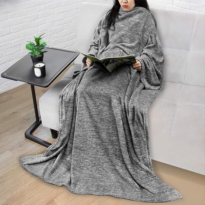 PAVILIA Wearable Blanket with Sleeves for Adult Women Men, Cozy Fleece Warm Wrap Throw with Arms, Gifts for Christmas, Wife