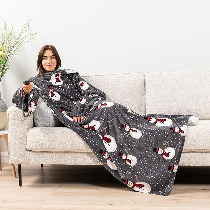 PAVILIA Wearable Blanket with Sleeves for Adult Women Men, Cozy Fleece Warm Wrap Throw with Arms, Gifts for Christmas, Wife