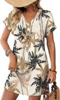 WIHOLL Summer Dresses for Women with Sleeves Midi Dress Button Down Beach Vacation Casual Dresses Fashion Clothing
