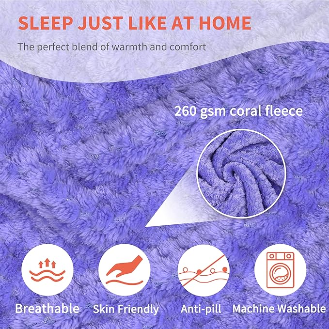 Tirrinia Travel Blanket Compact with Bag, Soft Lightweight Wearable Blanket with Foot Pockets, Airplane Travel Essential Gift