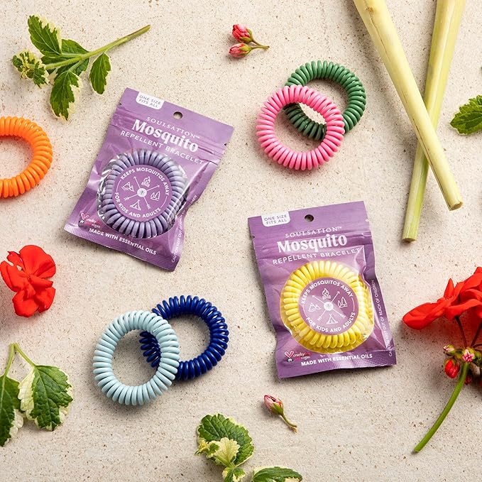 SoulSation 25 Pack Mosquito Repellent Bracelets, DEET-Free for Kids & Adults, Individually Wrapped Bands