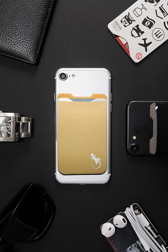 Phone Wallet - Adhesive Card Holder - Cell Phone Pouch - Stick on Lycra Pocket by Gecko - Carry Credit Cards and Cash
