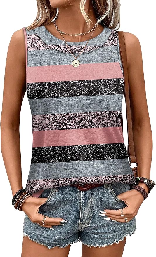 WIHOLL Tank Tops for Women Summer Outfits 2026 Crewneck Spring Casual Sleeveless Shirts Blouses Clothing