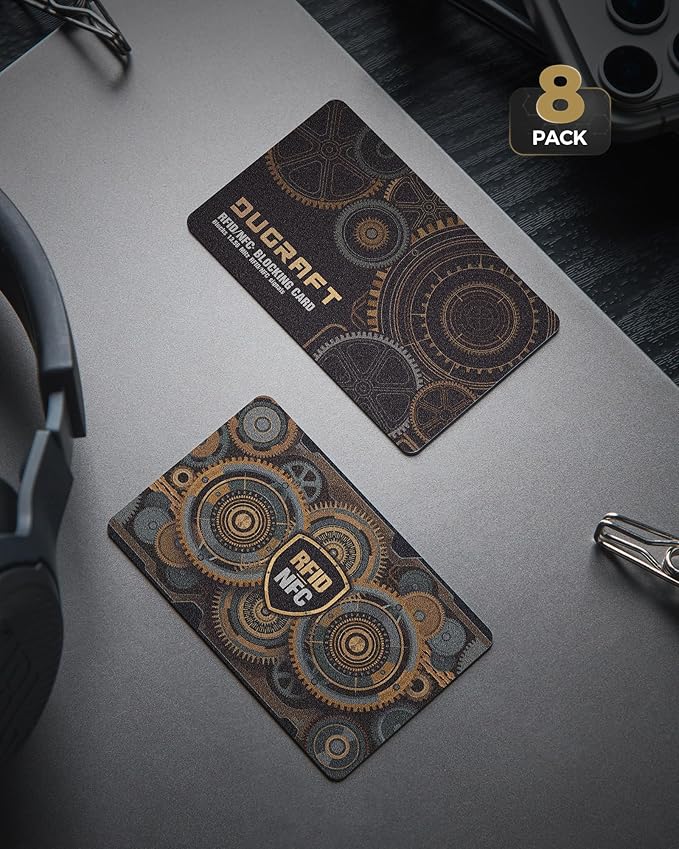 DUGRAFT 8 Pack RFID Blocking Cards Credit Card Protectors Anti-Theft Card Blocker NFC Contactless Protection for Entire Wallet, Travel Essentials, Steampunk
