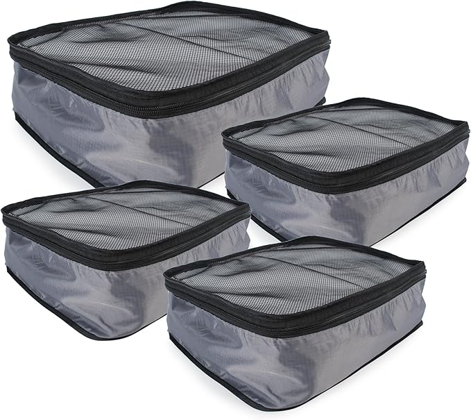 TraveltoGO 4-Piece Mesh Travel Packing Organizer Cube Set, Grey