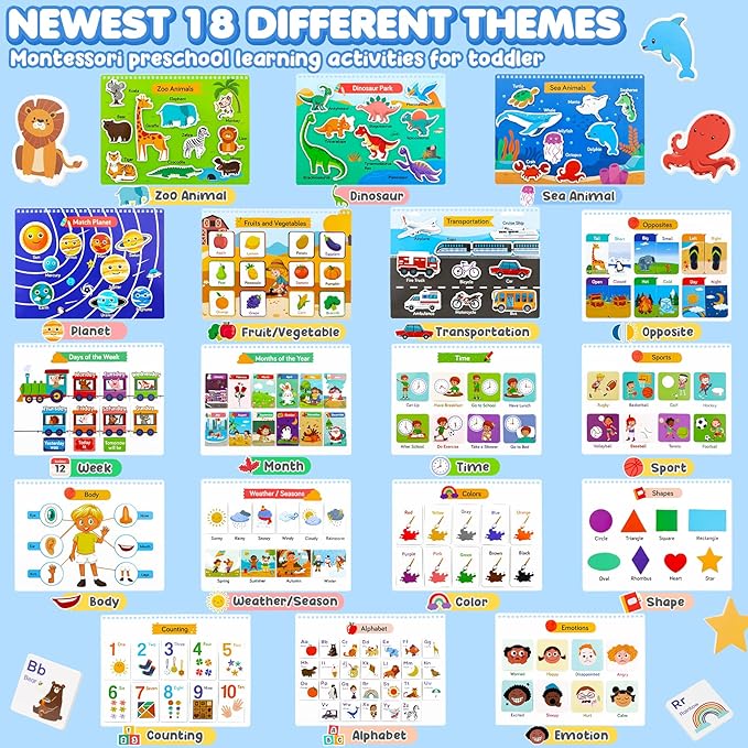 Busy Book for Toddlers 3-5, Preschool Learning Activities, Montessori Learning Educational Toys, Tracing Activity Coloring Books for Kids Ages 4-8, Autism Sensory Travel Toys, Birthday Gifts