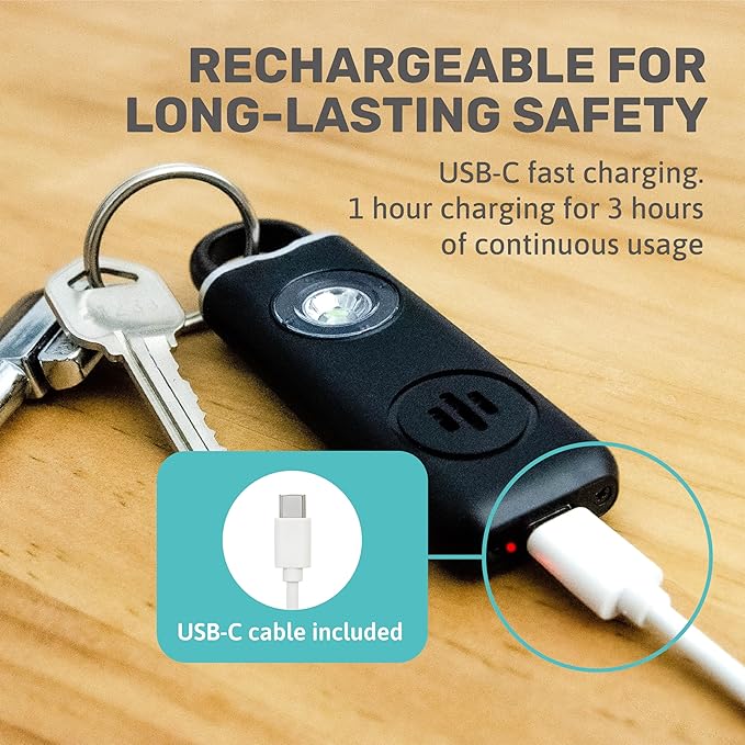 Personal Safety Alarm for Women, Men, & Kids Personal Alarm - Travel Safe and Waterproof Self Defense - Women Self Defense Keychain, Loud, Strobe Light (Milky White)