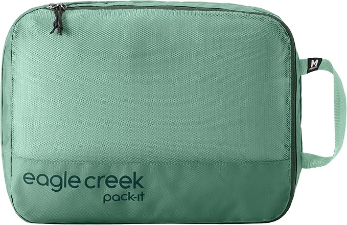 Eagle Creek Pack-It Reveal Clean/Dirty Cube M - Water-Resistant Dual Compartment Packing Cube With Internal Divider for Clean & Dirty Clothes - Travel Essentials - Willow Green