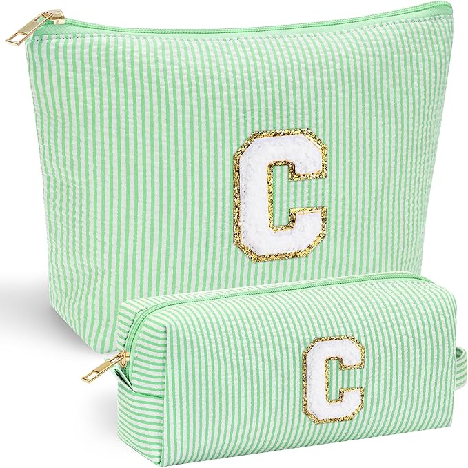 YOOLIFE Gifts for Girls Women, Teen Girl Teenage Gifts Idea, 7 8 9 10 11 12 13 14 15 16 Year Old Girl Birthday Gift Christmas Stocking Stuffers, Initial Makeup Bag C
