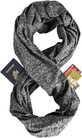 Zero Grid Infinity Travel Scarf Loop with Hidden Zipper Pockets for Passport, Phone, Cash, Cards
