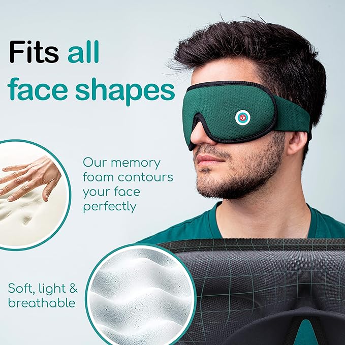Medi Grade Cotton Sleep Mask with 3D Eye Memory Foam - Travel Sleeping Mask for Women and Men with 2 Ear Plugs and Storage Bag - Blackout Light Blocking