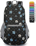 ZOMAKE Ultra Lightweight Hiking Backpack 20L, Packable Small Backpacks Water Resistant Daypack for Women Men(Black,Floral pattern)