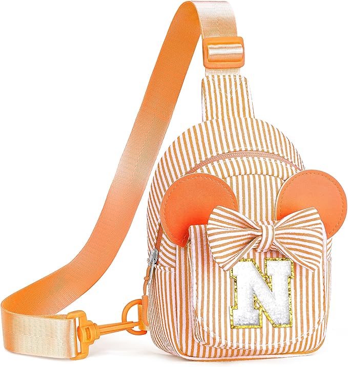 Girl Gifts Trendy Stuff, Sling Bag for Girls Kids | Birthday Gifts for Daughter Granddaughter Little Girls Gift Monogram Small Orange Belt Bag Fanny Pack Crossbody Bags for Girl Kids (Orange N)