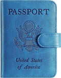 Passport Holder Cover Wallet RFID Blocking Leather Card Case Travel Accessories for Women Men (Blue)