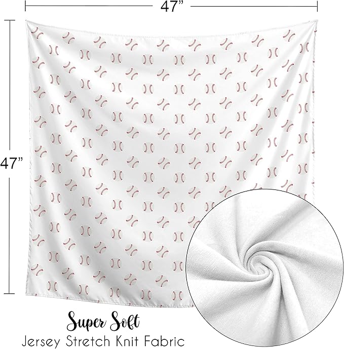 Sweet Jojo Designs Baseball Baby Boy Swaddle Blanket Jersey Stretch Knit for Newborn or Infant Receiving Security - Red and White Americana Sports