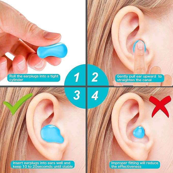 Silicone Earplugs - Ultra Soft Foam Earplugs - Sleep Eye Mask for Men Women, Upgraded 3D Hollowed Design, Value Pack–for Sleeping, Snoring, Travel, Airplanes, Shift Work，32dB Highest NRR