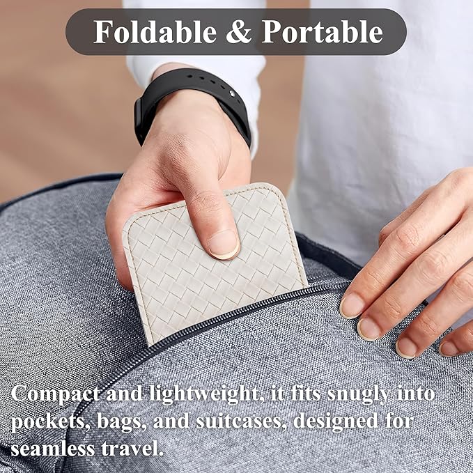 QIELIZI Airplane Travel Essentials for Flying Flex Flap Cell Phone Holder & Flexible Tablet Stand for Desk, Bed, Treadmill, Home & in-Flight Airplane Travel Accessories(1-Woven White)