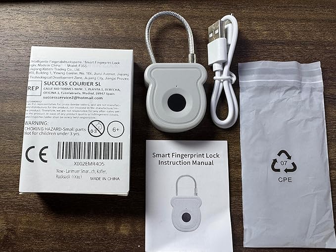 Smart Fingerprint Padlock for Luggage - 20 User Capacity, USB Key & Emergency Code, Keyless Biometric Lock for Gym Locker, Suitcase, Backpack, Toolbox & Handbag (Grey)