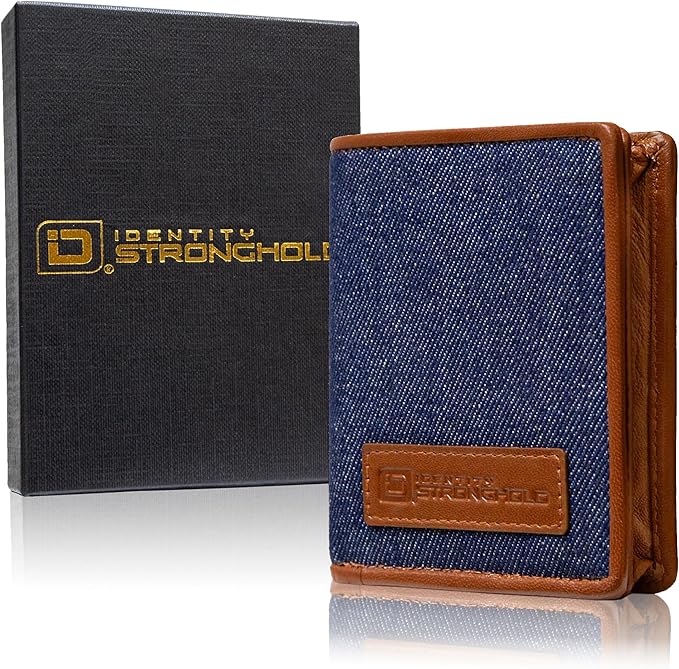 ID Stronghold Waltlet - RFID Blocking Bifold Wallet for Men with Magnetic Clasp (IDSH7068-den)