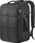 tazbuzo Travel Backpack For Men, Extra Large 50L Flight Approved Carry on Backpack, Expandable Waterproof Business Suitcase Daypack Big Bag Fits 18.4 Inch Laptop, Black