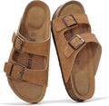 Project Cloud 100% Genuine Leather Flat Sandals For Women 2026 Cork Footbed Womens Sandals with Memory Foam and arch support Vacation Essentials Slides for Women Footwear (Venita)
