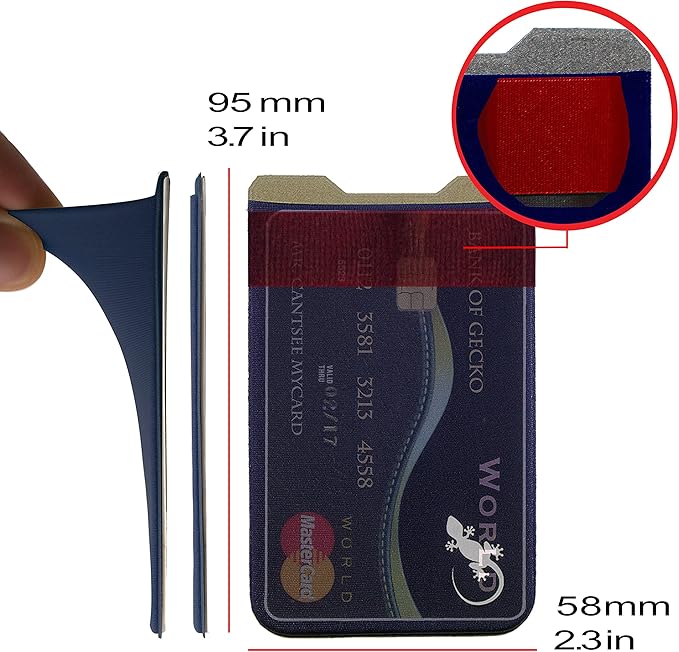 Phone Wallet - Adhesive Card Holder - Cell Phone Pouch - Stick on Lycra Pocket by Gecko - Carry Credit Cards and Cash
