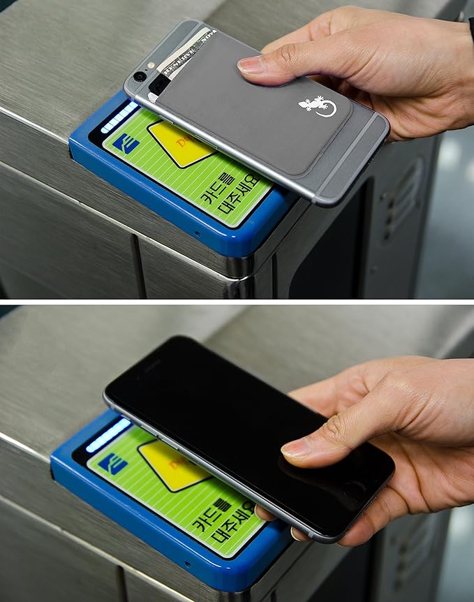 Phone Wallet - Adhesive Card Holder - Cell Phone Pouch - Stick on Lycra Pocket by Gecko - Carry Credit Cards and Cash