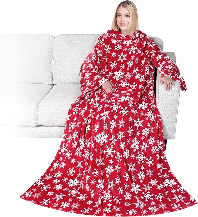 PAVILIA Wearable Blanket with Sleeves for Adult Women Men, Cozy Fleece Warm Wrap Throw with Arms, Gifts for Christmas, Wife