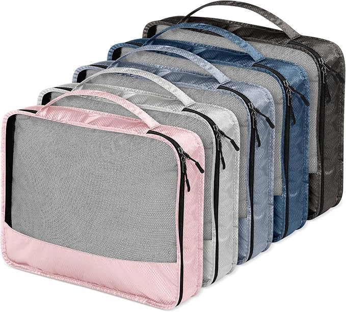 5 Pcs Packing Cubes for Suitcase Large Travel Cubes Carry on Luggage Organizer Bags for Clothes Accessories(M,Morandi)