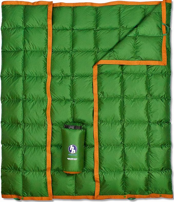 Horizon Hound Down Camping Blanket 650 Fill Power - Ultralight Backpacking Quilt (1lb 6oz) Warm & Water-Resistant 20D Nylon Shell for Outdoors, Camping, Hiking, Travel, & Stadium - Packable