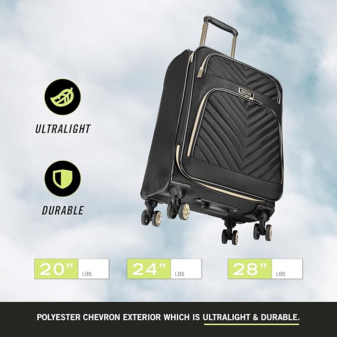 Kenneth Cole REACTION Chelsea Chevron Quilted Luggage, Black, 2-Piece Set (20"/28")