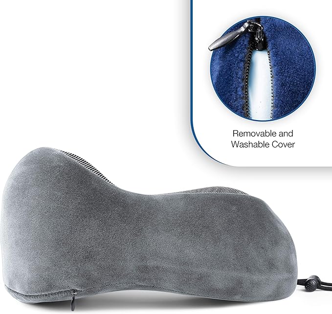 Cloudz Tech Memory Foam Travel Neck Pillow with Blackout Sleep Mask and Ear Plugs - Grey