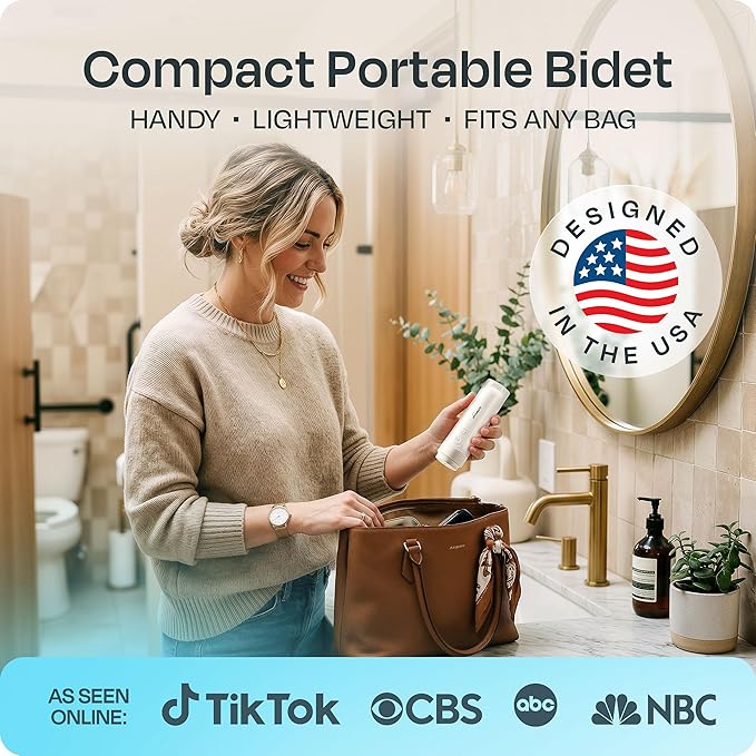 Portable Electric Travel Bidet, Rechargeable Handheld Personal Cleaner for Men, Bidet Portatil with Adjustable Nozzle, 3 Pressure Modes, IPX6 Waterproof USB-C, White, Buddy