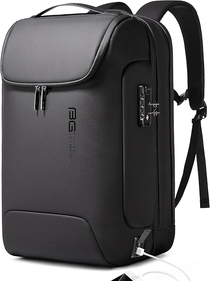 BANGE Anti-Theft Backpack with USB Charging Port for Men, 17.3 Inch Business Laptop Backpack, TSA Approved Lock & Waterproof Zippers, Large Travel Computer Bag