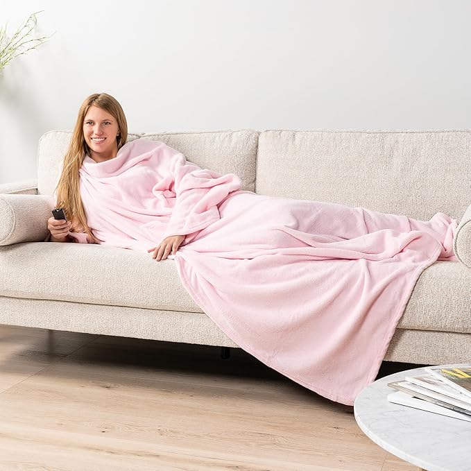 PAVILIA Wearable Blanket with Sleeves for Adult Women Men, Cozy Fleece Warm Wrap Throw with Arms, Gifts for Christmas, Wife