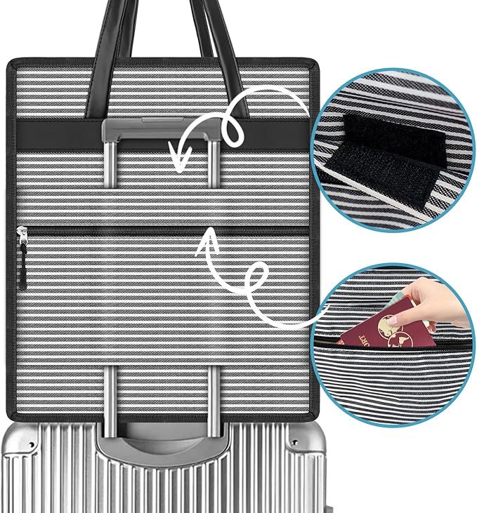 SelfTek Shoe Bags for Travel with Handle, Waterproof Large-Capacity Family Travel Shoe Bag Organizer for Multiple Shoes, Shoe Travel Bags for Packing, Suitable for Luggage Handle (Streifen)