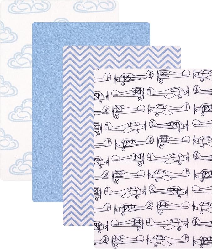 Hudson Baby Unisex Baby Cotton Flannel Receiving Blankets, Airplane, One Size